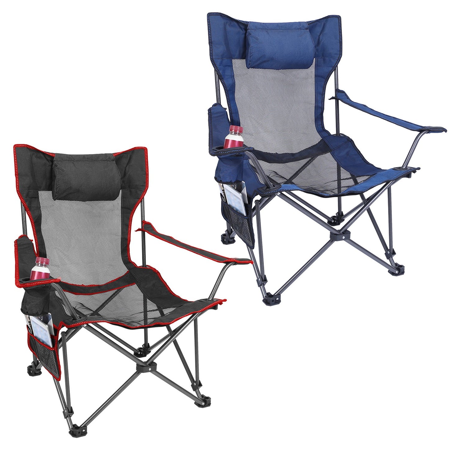 Foldable Camping Chair with Reclining Backrest - 330 LBS Capacity