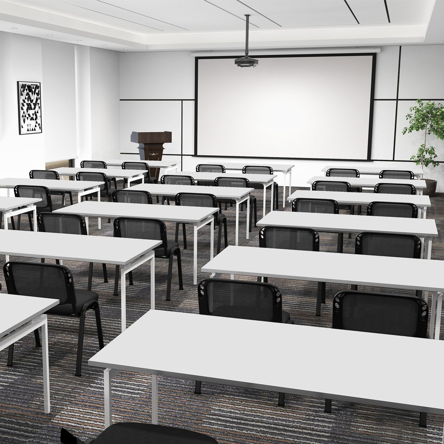 Stackable Conference Chairs with Mesh Back, Set of 5