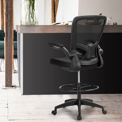 Drafting Chair with Flip-Up Arms and Adjustable Height