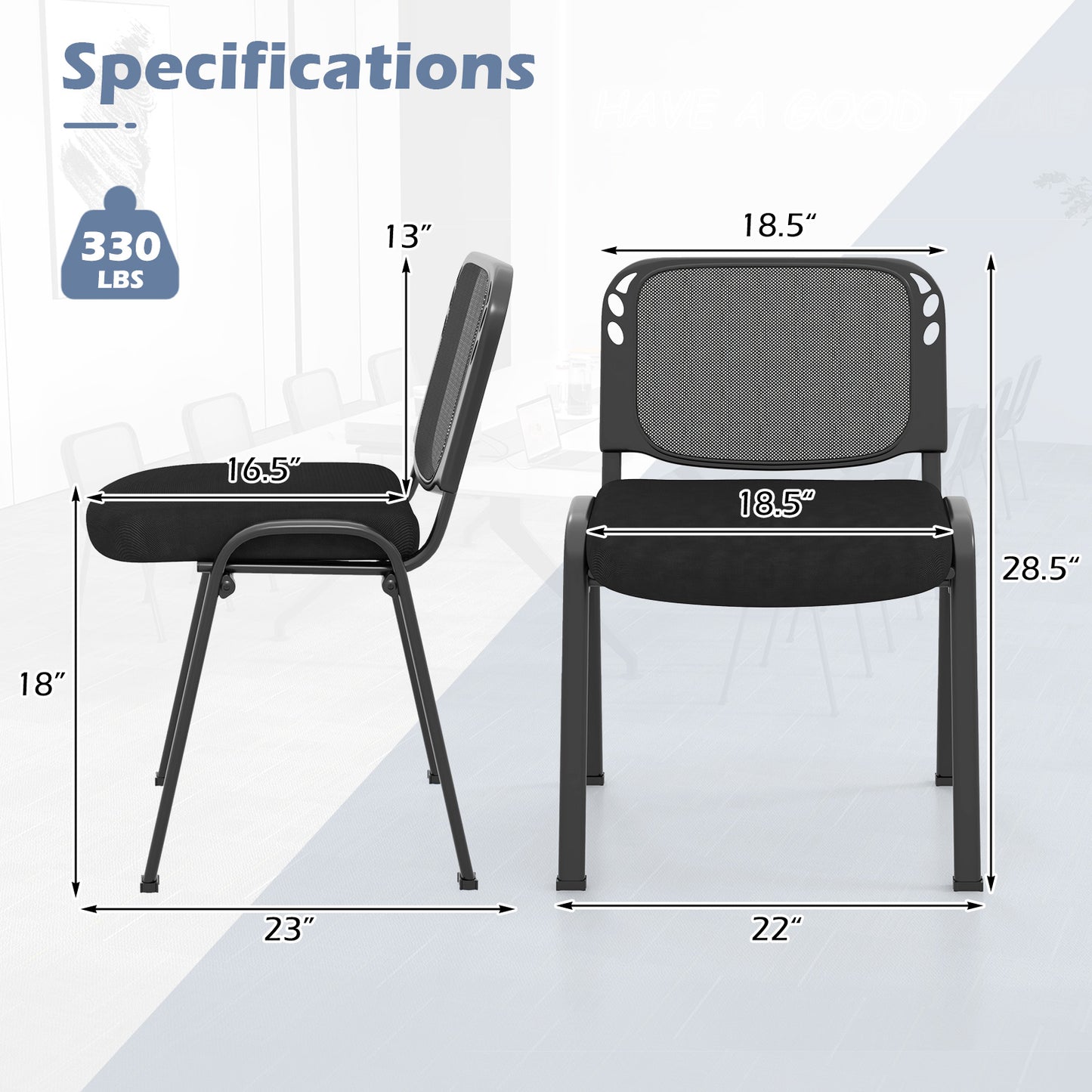 Stackable Conference Chairs with Mesh Back, Set of 5
