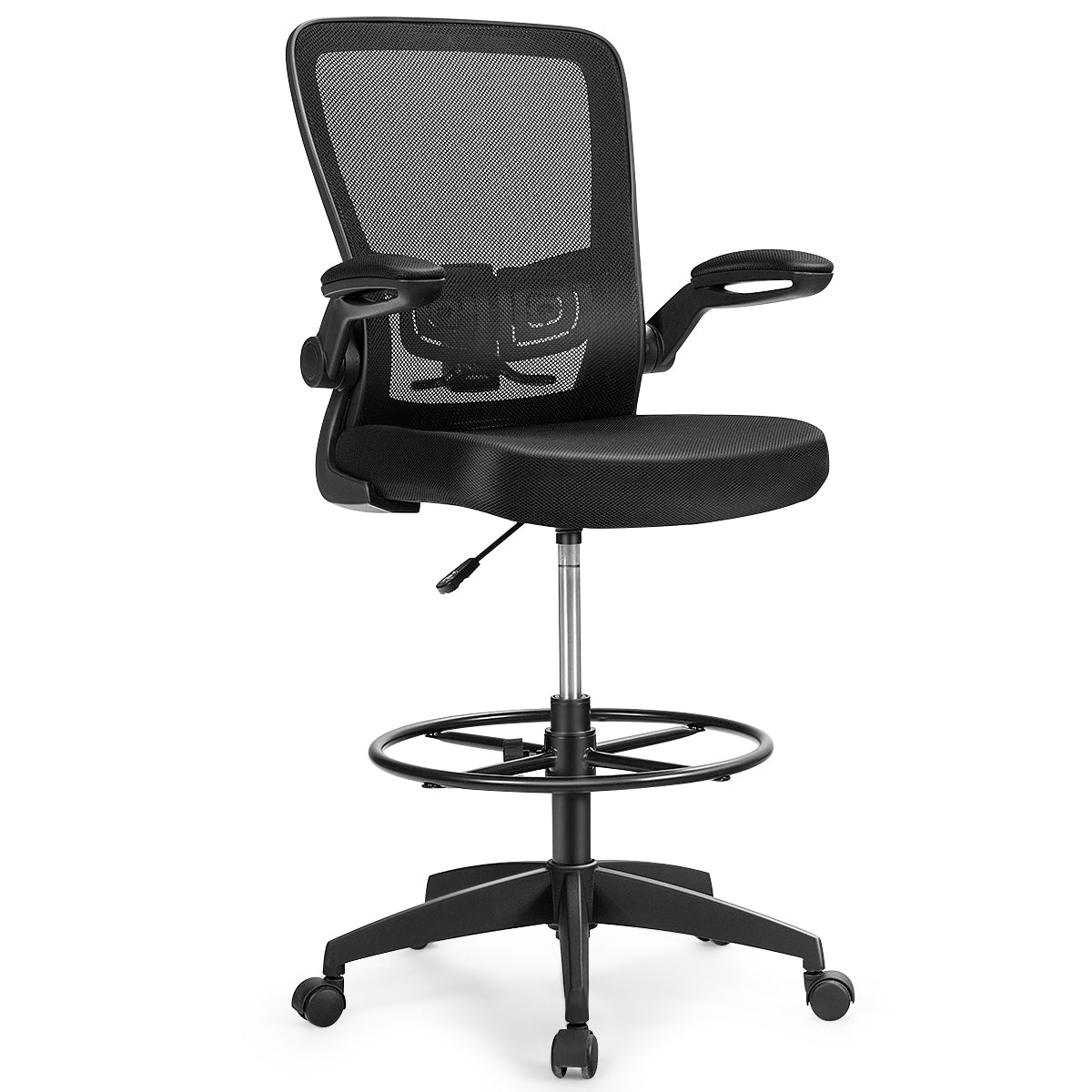 Drafting Chair with Flip-Up Arms and Adjustable Height