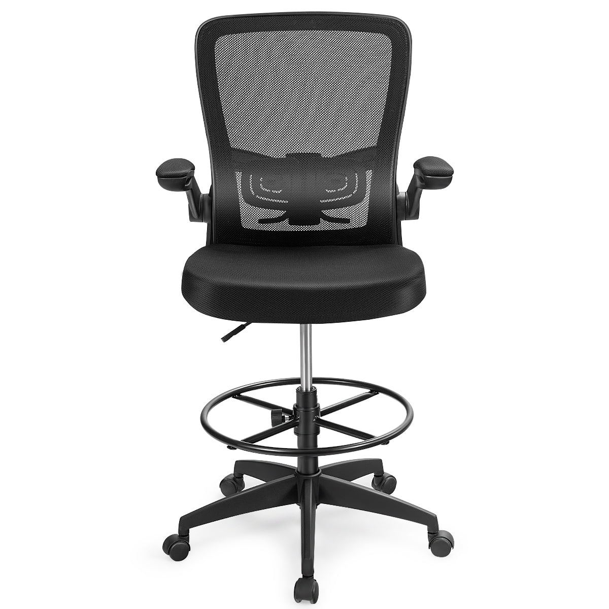 Drafting Chair with Flip-Up Arms and Adjustable Height