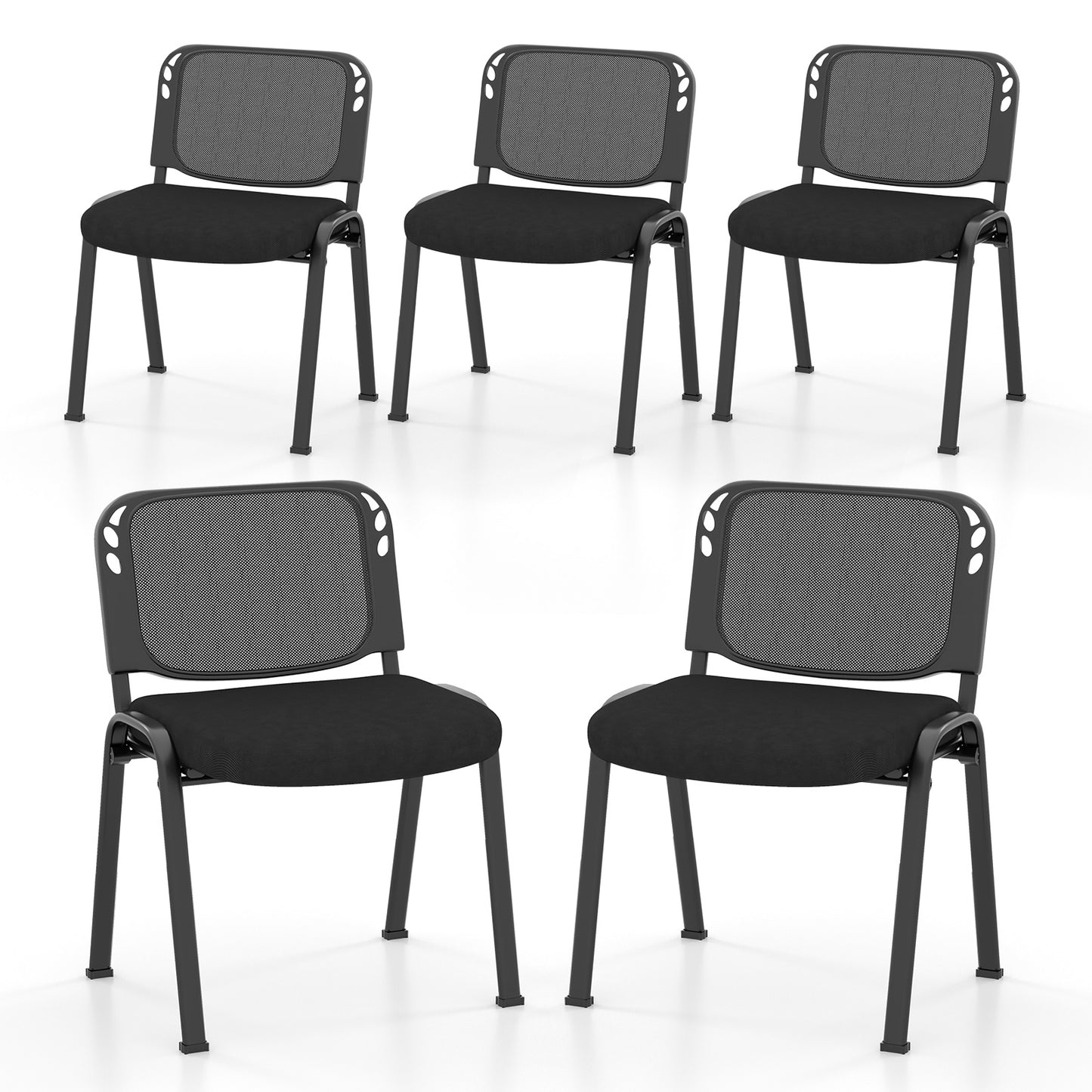 Stackable Conference Chairs with Mesh Back, Set of 5