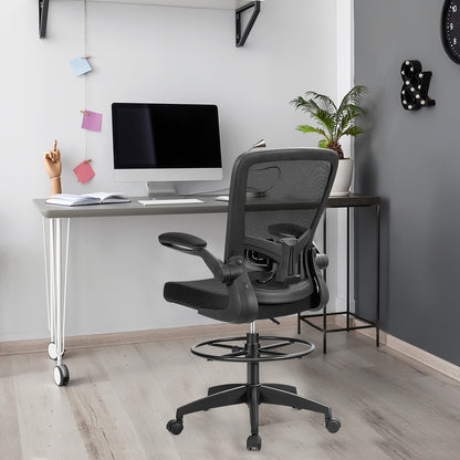 Drafting Chair with Flip-Up Arms and Adjustable Height