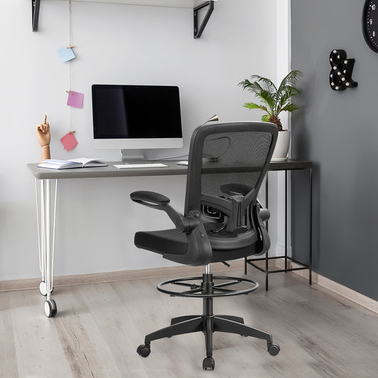Drafting Chair with Flip-Up Arms and Adjustable Height