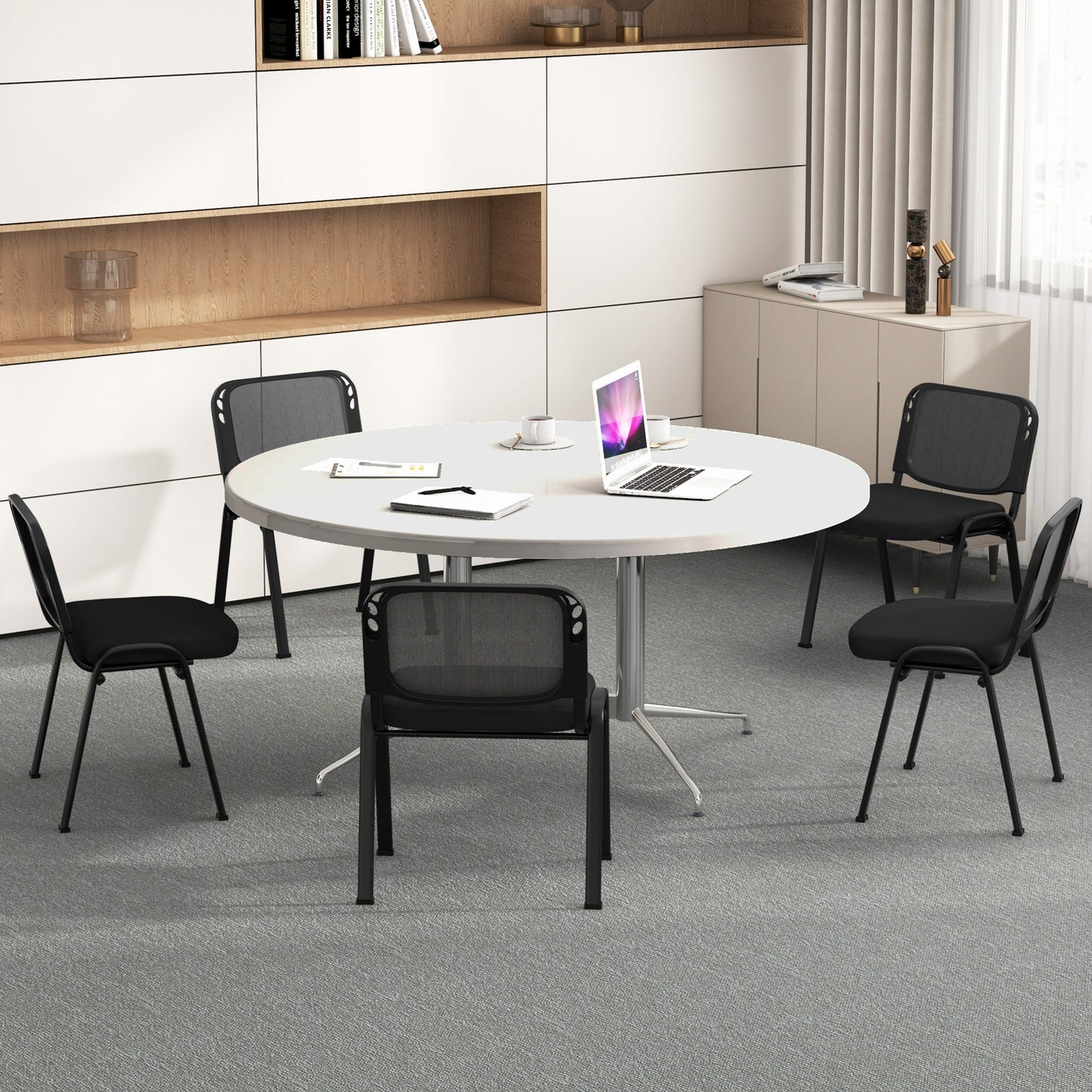 Stackable Conference Chairs with Mesh Back, Set of 5