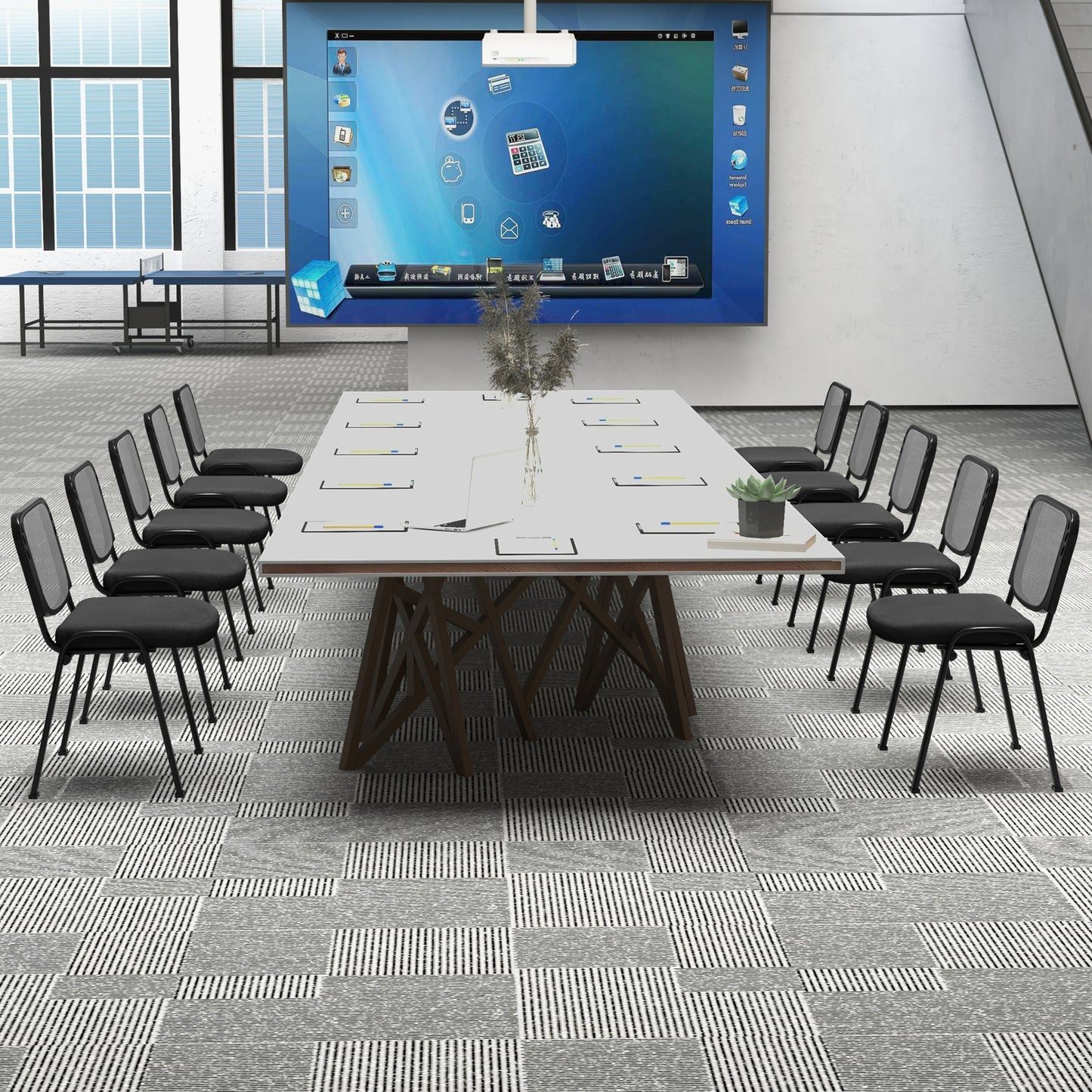 Stackable Conference Chairs with Mesh Back, Set of 5