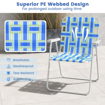 Folding Beach Chair with Steel Frame - Set of 4