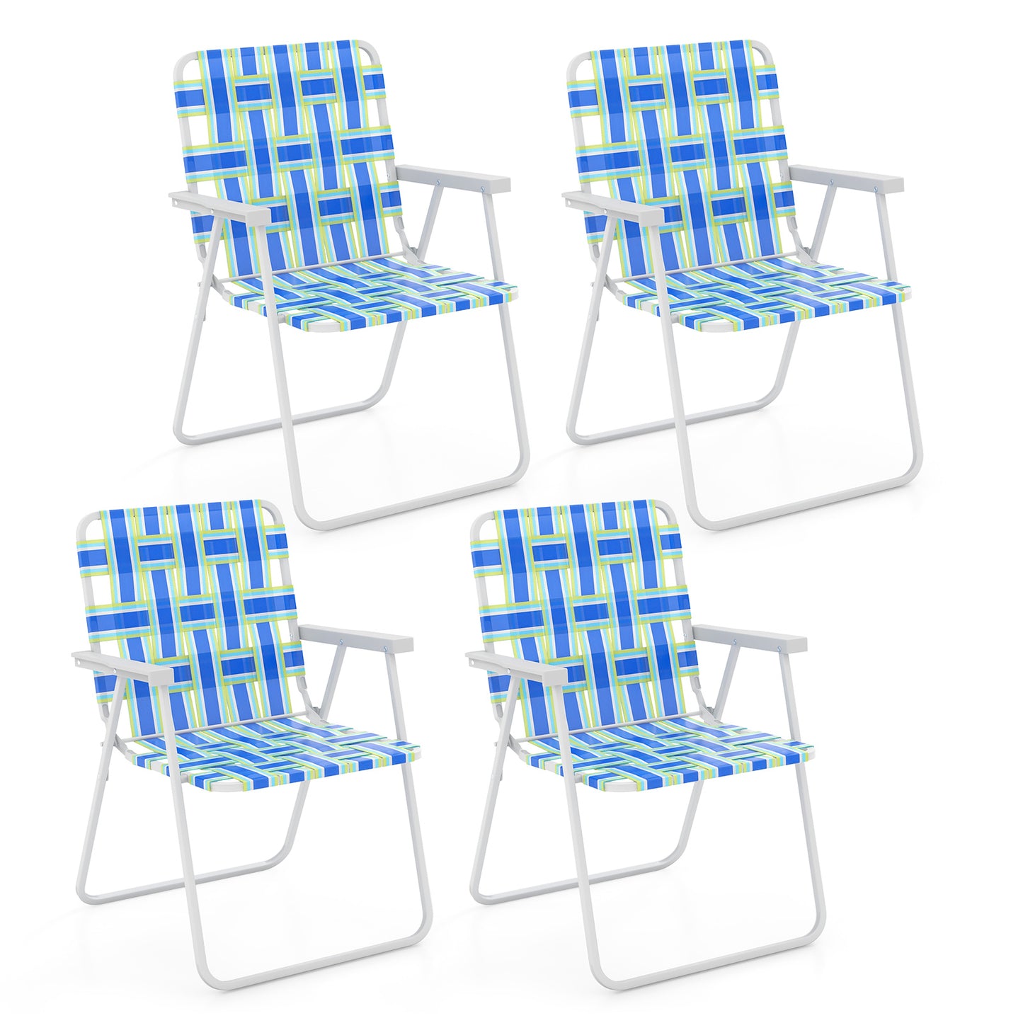 Folding Beach Chair with Steel Frame - Set of 4