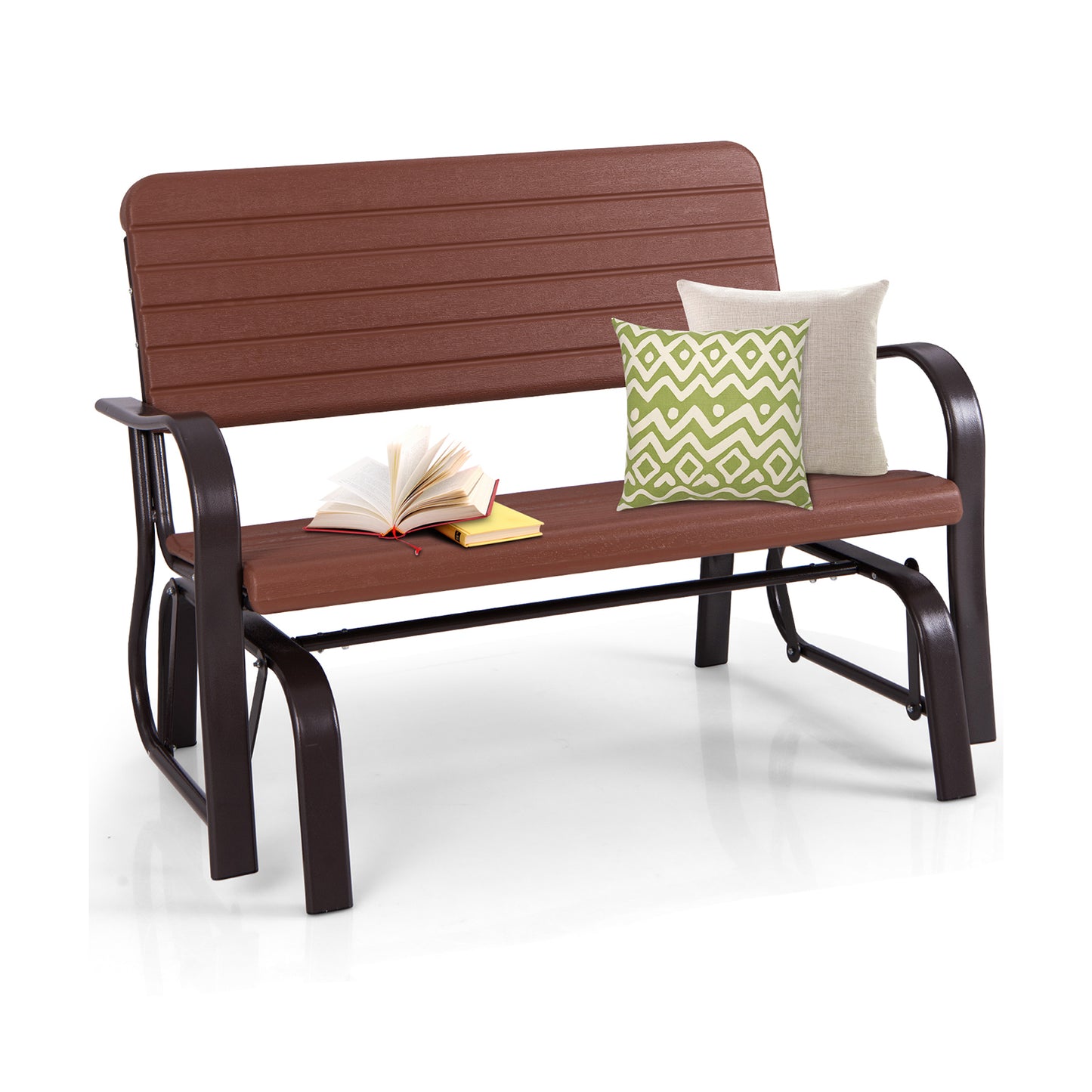 2-Seat Porch Glider with HDPE Back and Steel Frame