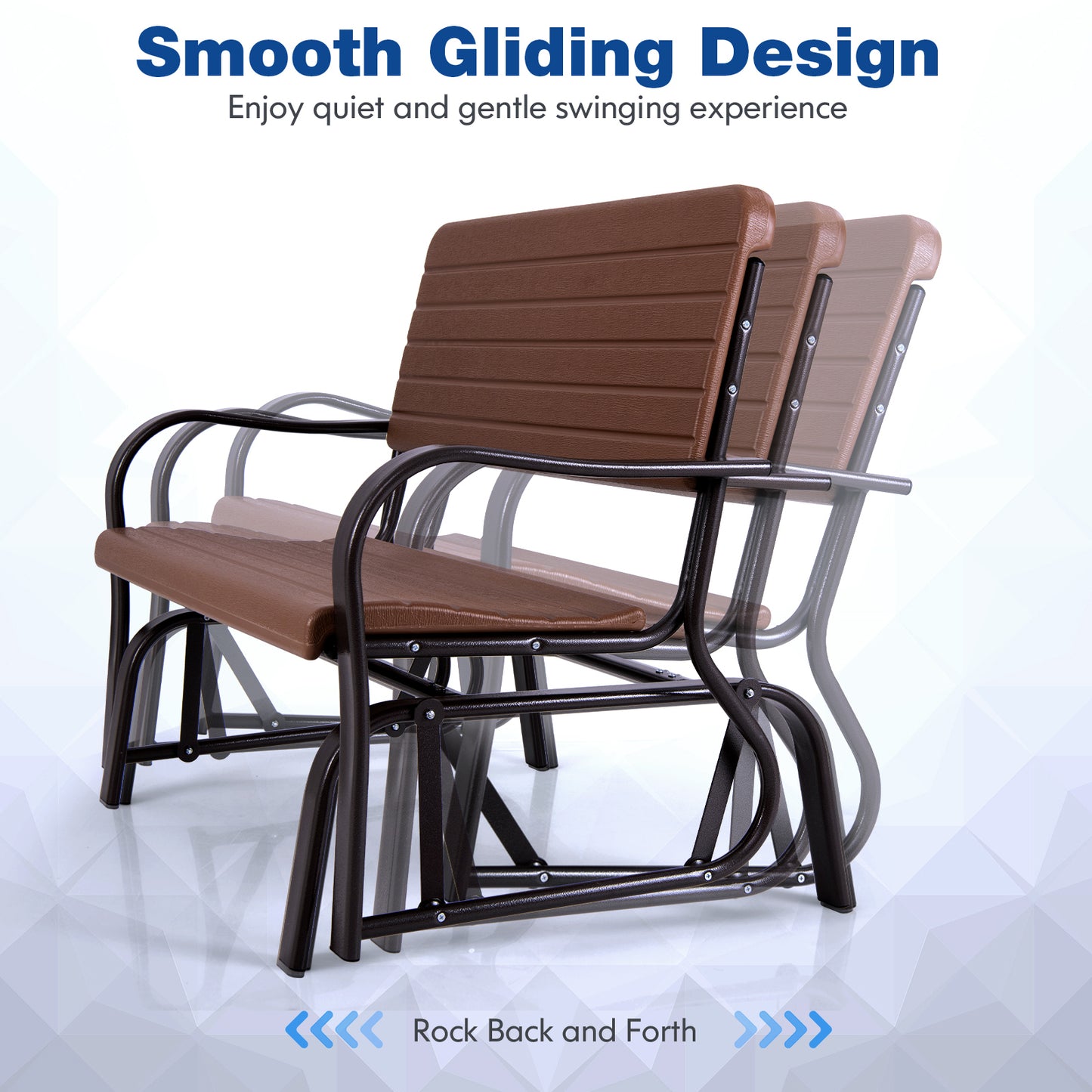 2-Seat Porch Glider with HDPE Back and Steel Frame