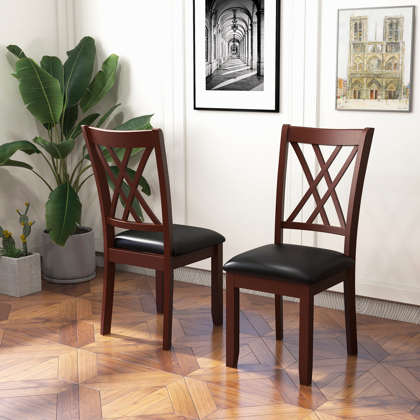 Dining Chairs with Padded Seat and Backrest, Set of 2