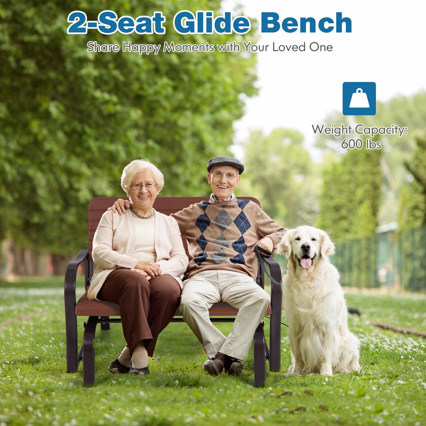 2-Seat Porch Glider with HDPE Back and Steel Frame