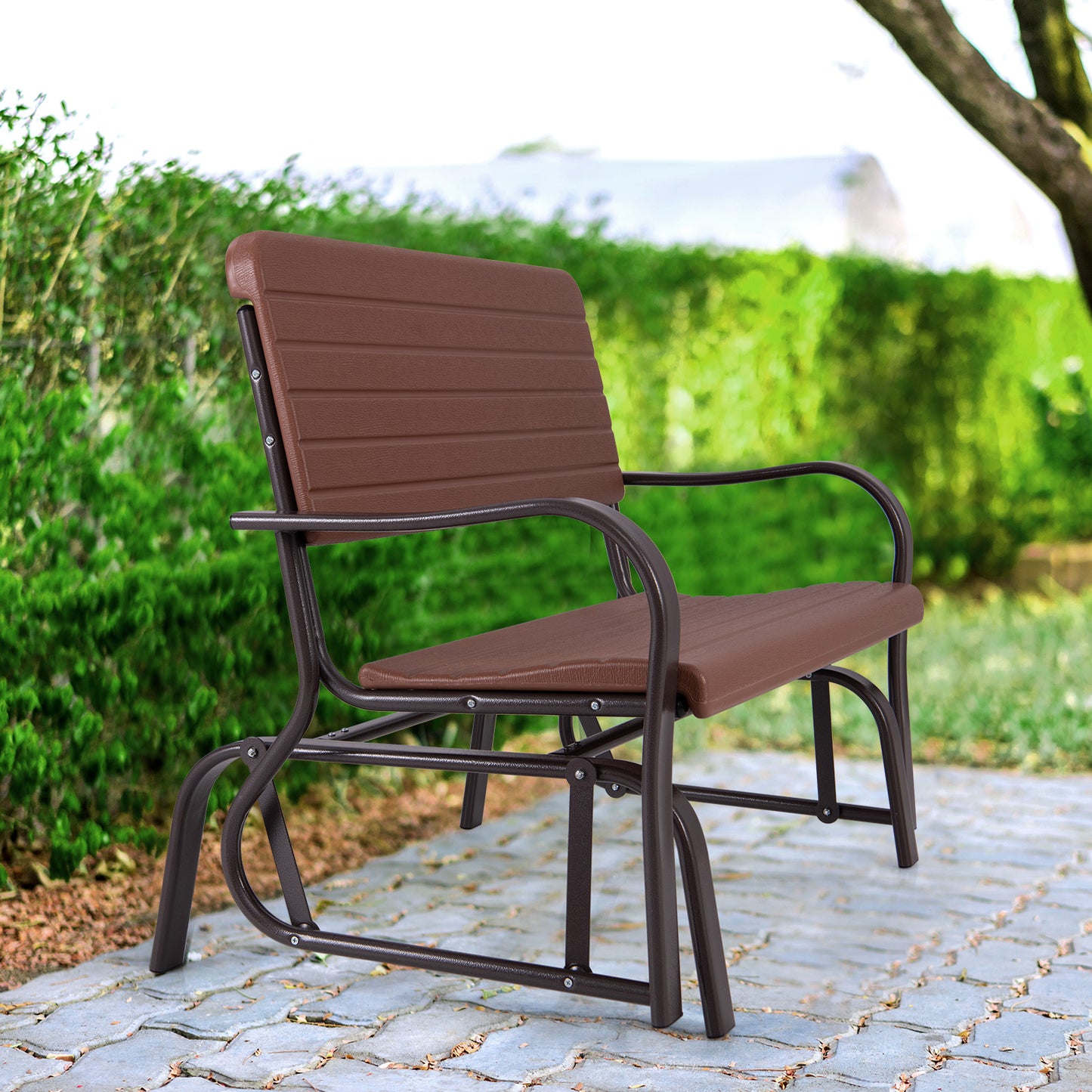 2-Seat Porch Glider with HDPE Back and Steel Frame
