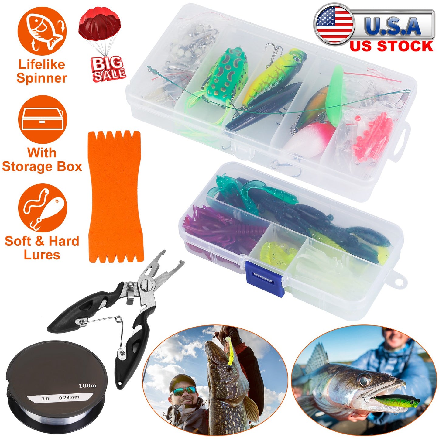 383-Piece Fishing Lure Tackle Kit with Storage Boxes