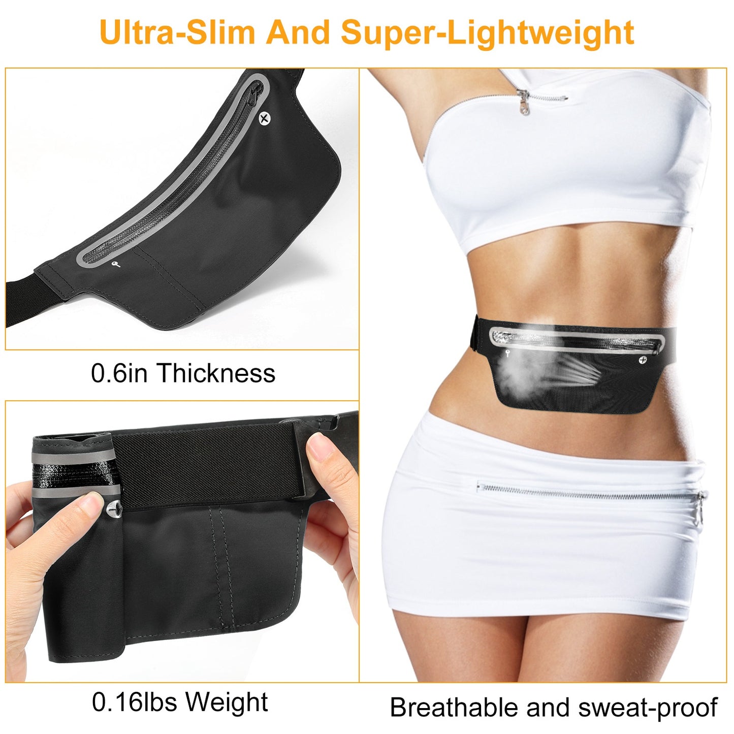 Running Belt Bag Adjustable Waist Pack with Reflective Strip