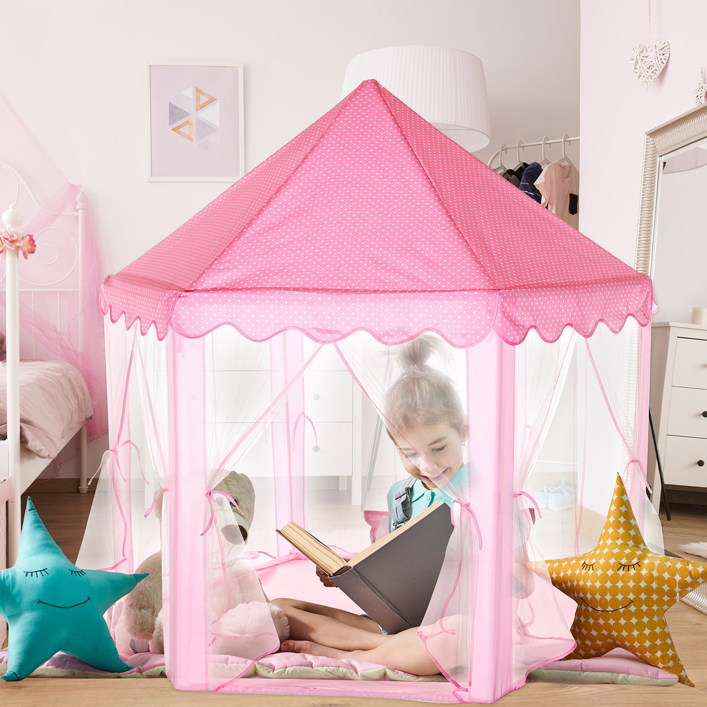 Princess Castle Play Tent for Girls with Carry Case