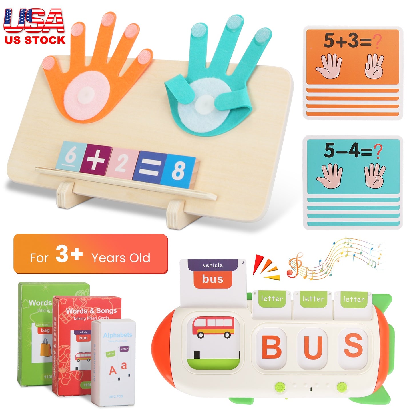 Talking Flash Cards & Math Board Set for Kids Ages 3+