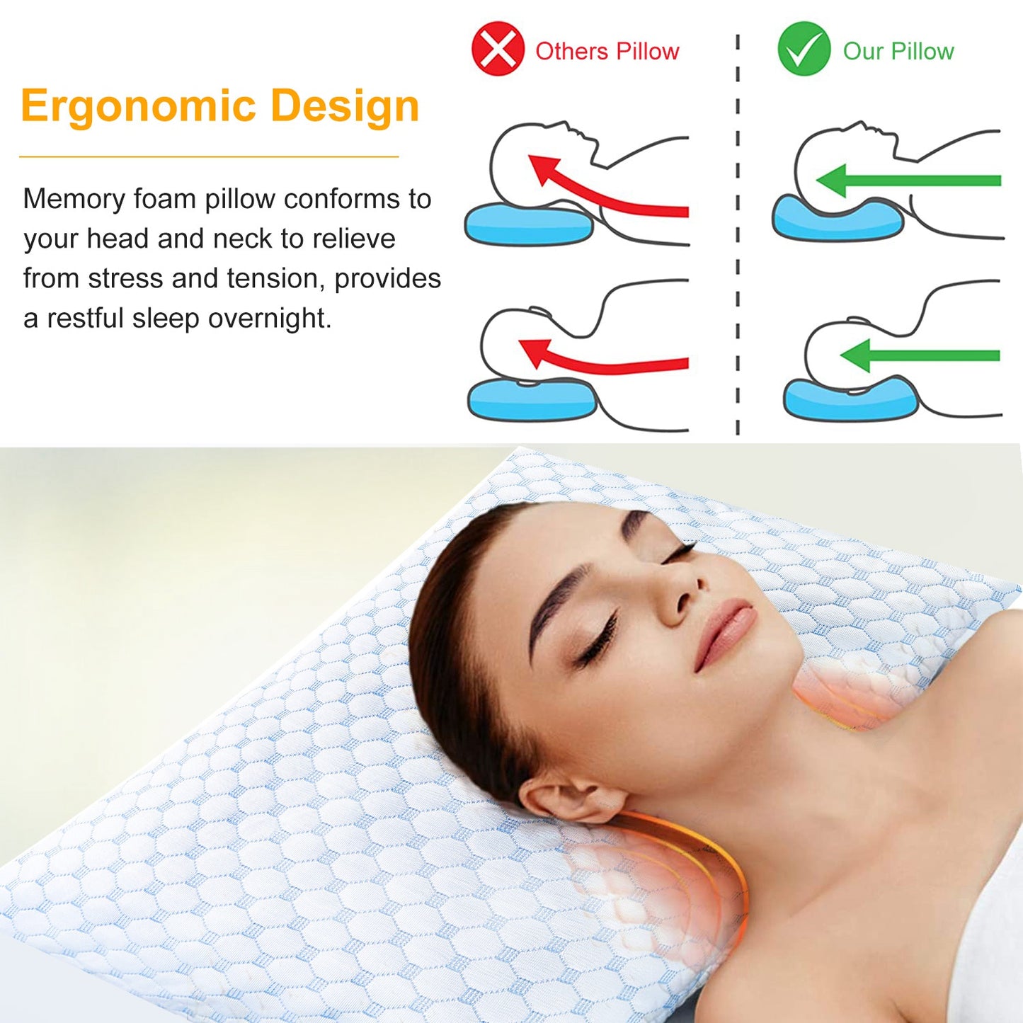 Cooling Memory Foam Pillow with Adjustable Fill