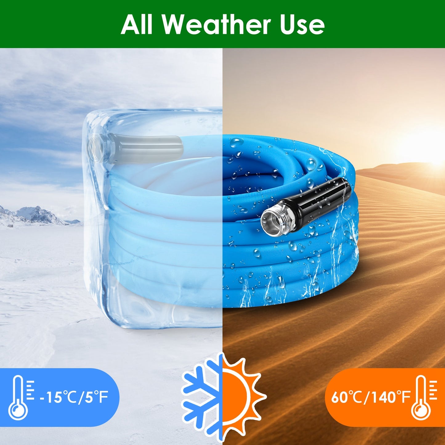 5/8" Heavy Duty PVC Garden Hose - Kink-Free, 500PSI Burst