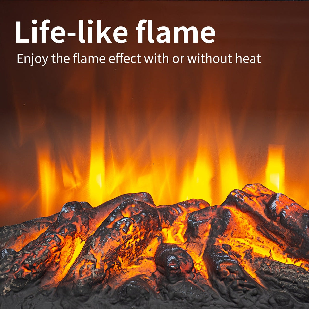 Electric Fireplace Stove Heater 18" with 3-Sided Flame View