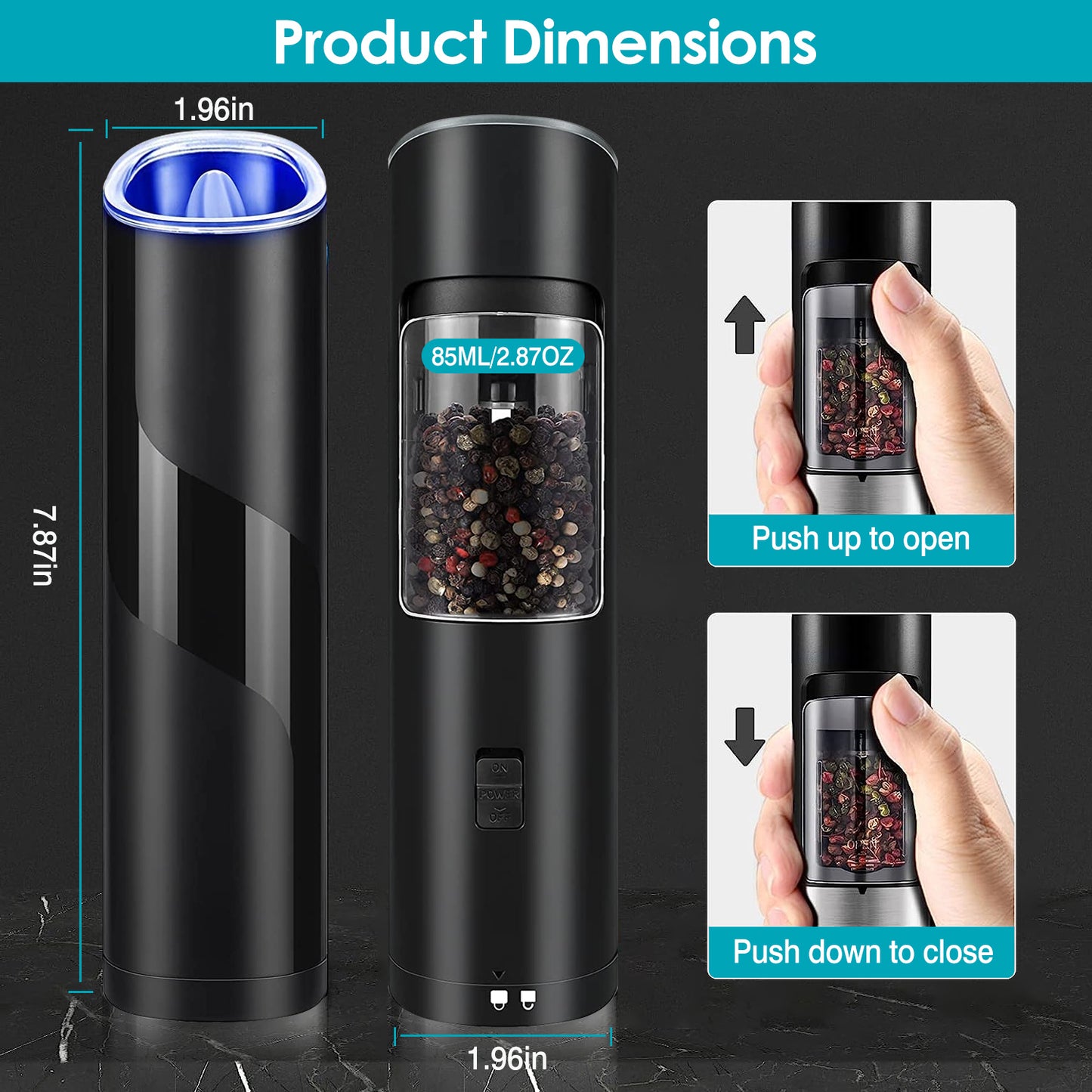 Electric Salt and Pepper Grinder with Gravity Sensor