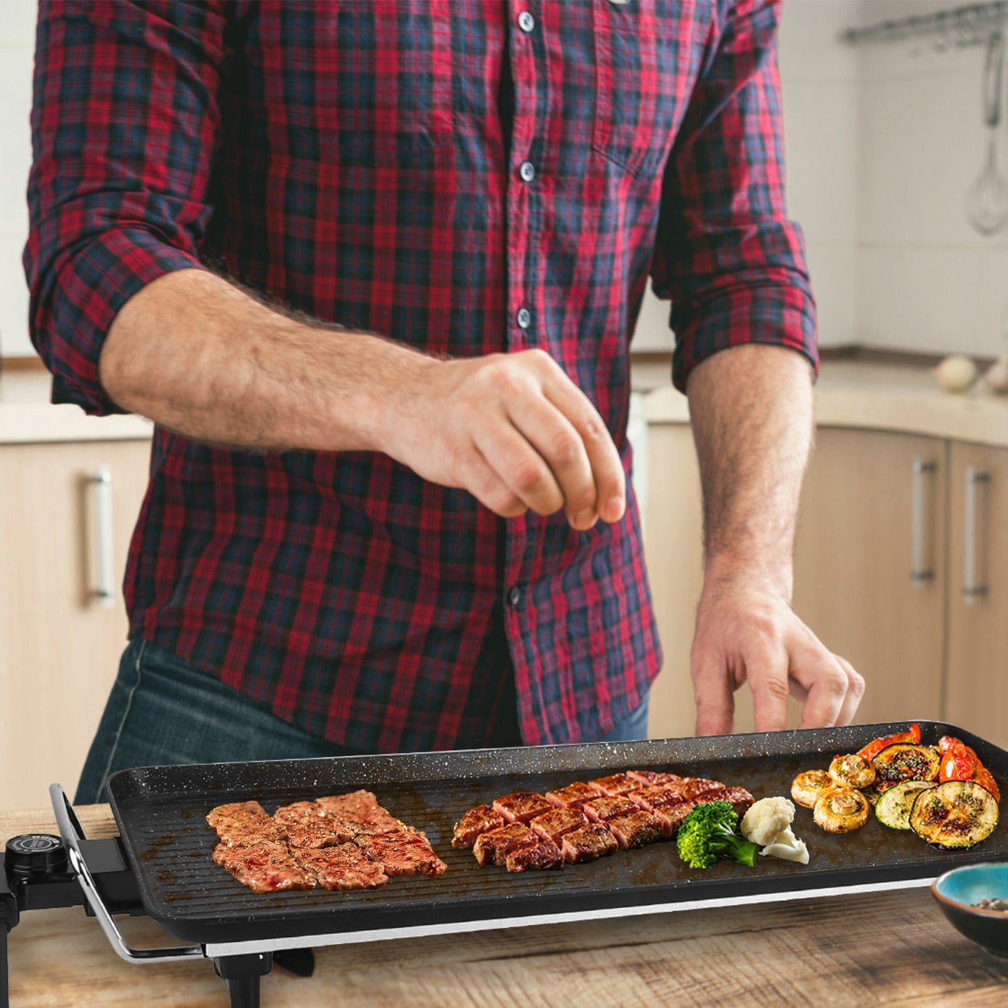 Electric Griddle Grill 1500W Non-Stick BBQ Hot Plate