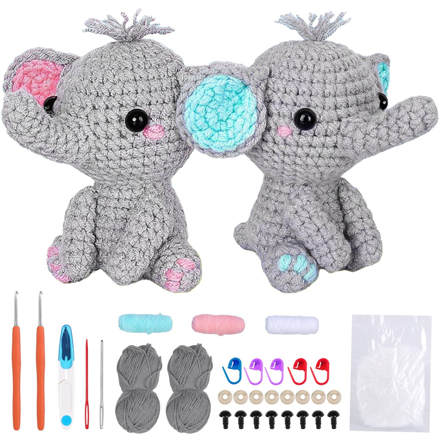 Elephant Crochet Kit for Beginners with Video Tutorials