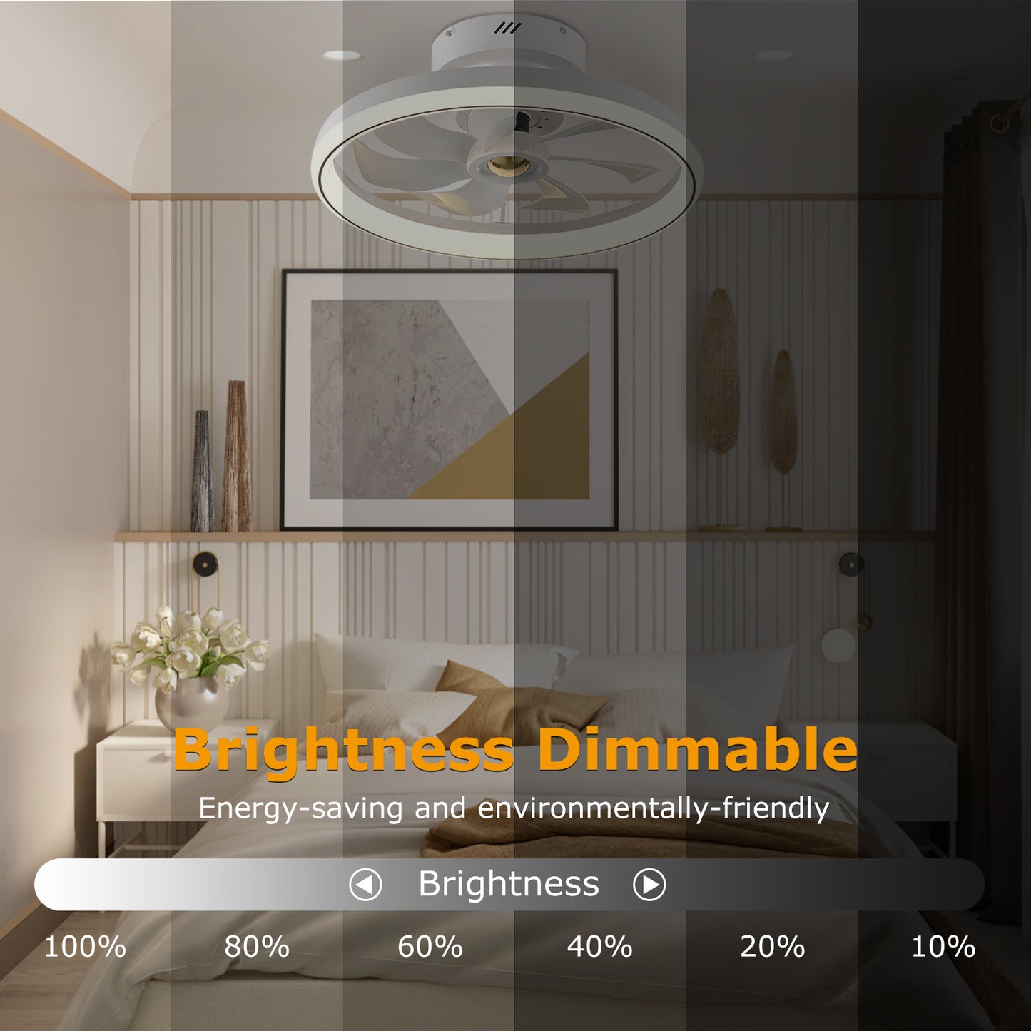 LED Ceiling Fan with Light 19.7in 6-Speed Remote & APP Control