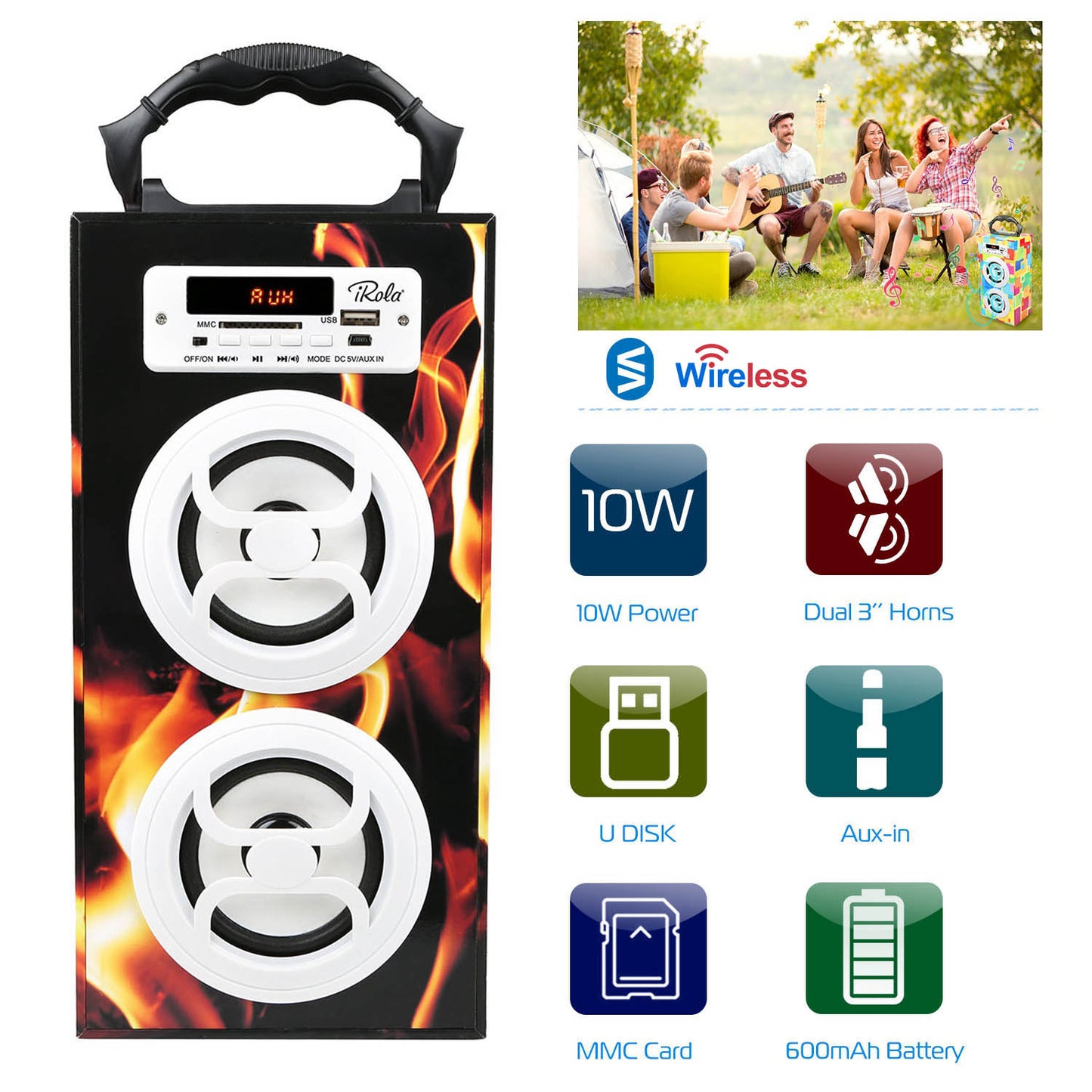 Wooden Bluetooth Speaker 10W Dual Driver with FM Radio