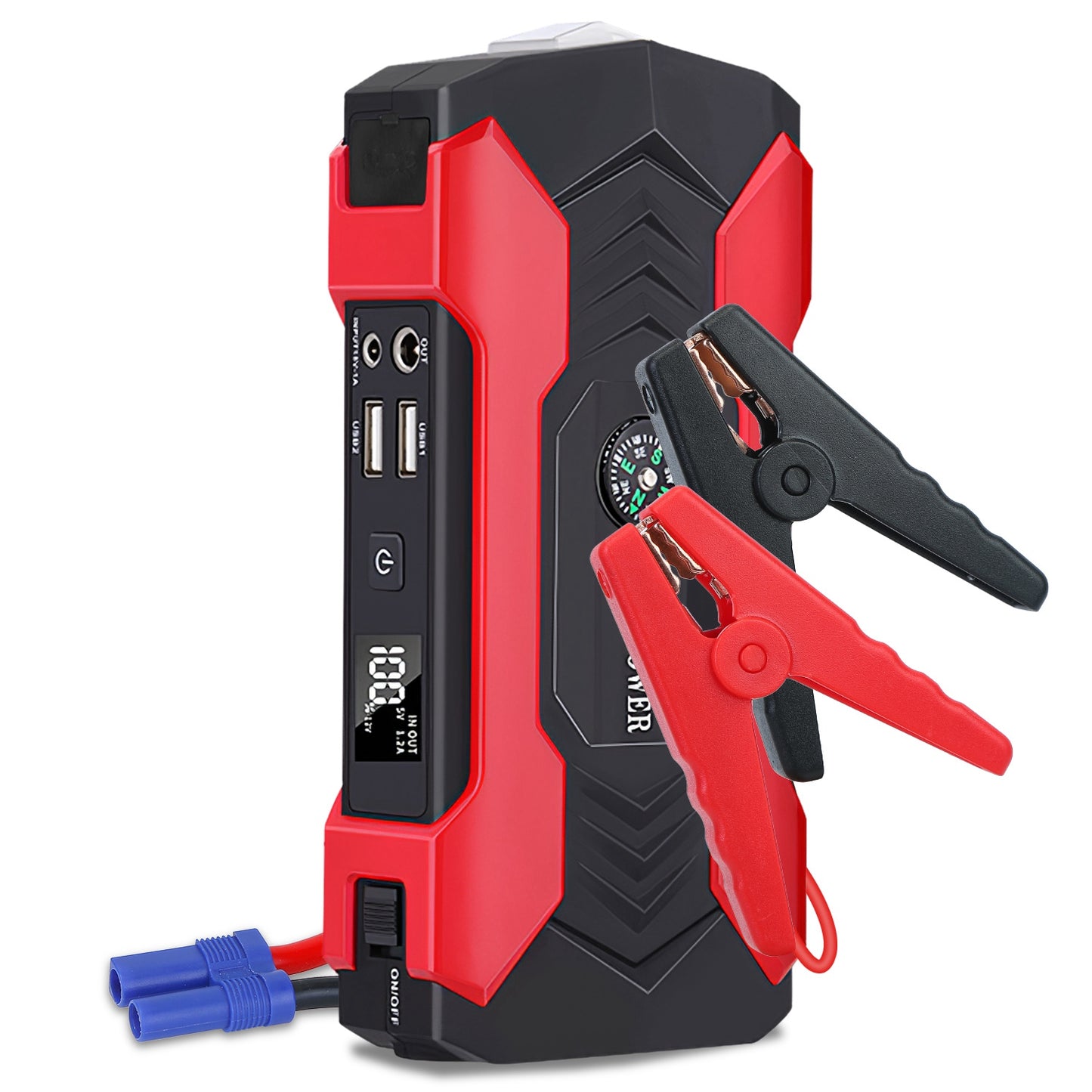 Car Jump Starter 800A 28000mAh with LCD Screen & LED Flashlight