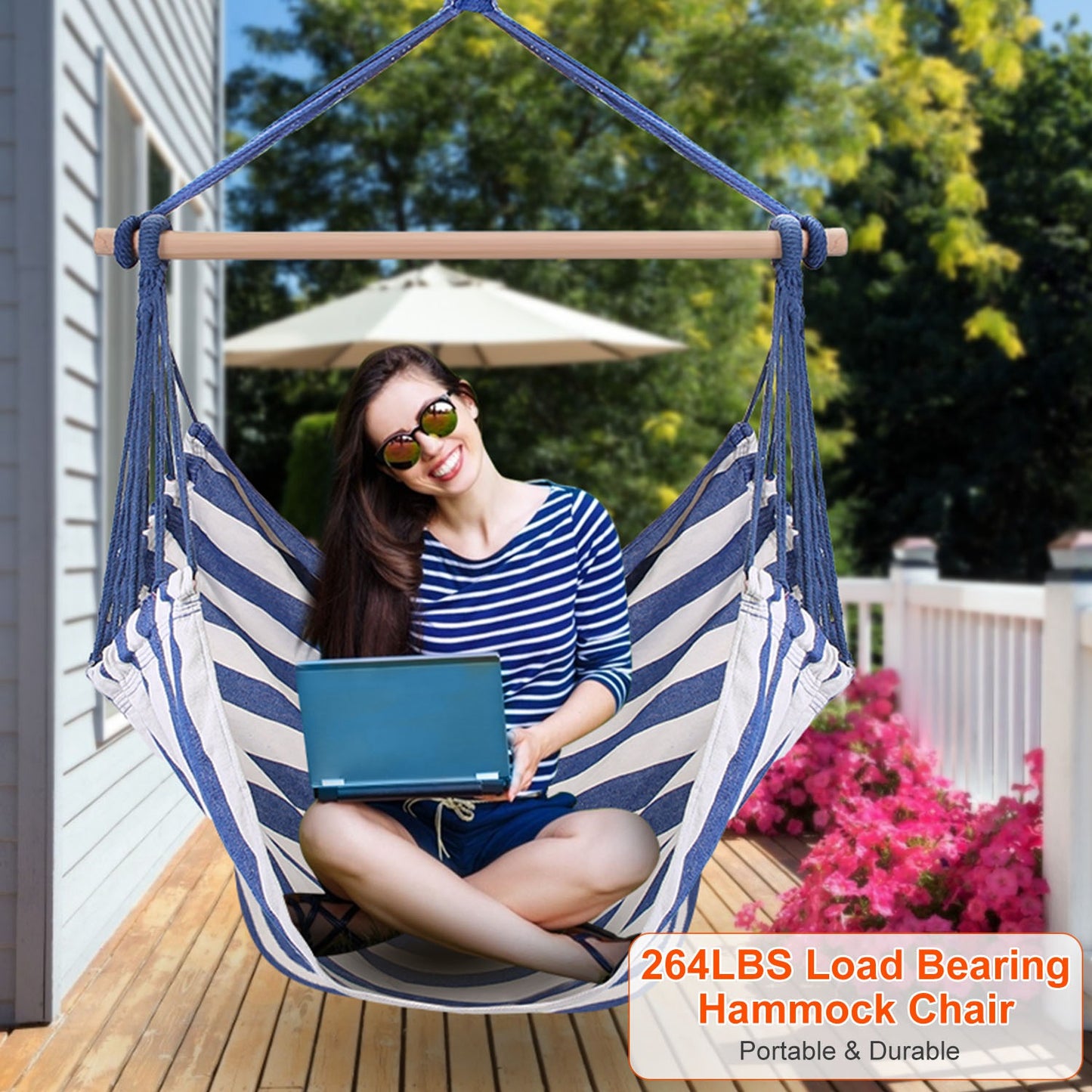 Hanging Hammock Chair with Pillows – 265 lbs Capacity