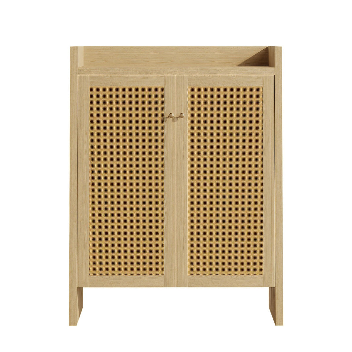 Rattan Shoe Cabinet with Doors, 6-Tier Storage Organizer