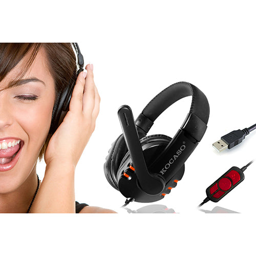 Dynamic Stereo Headphones with Adjustable Mic - Orange