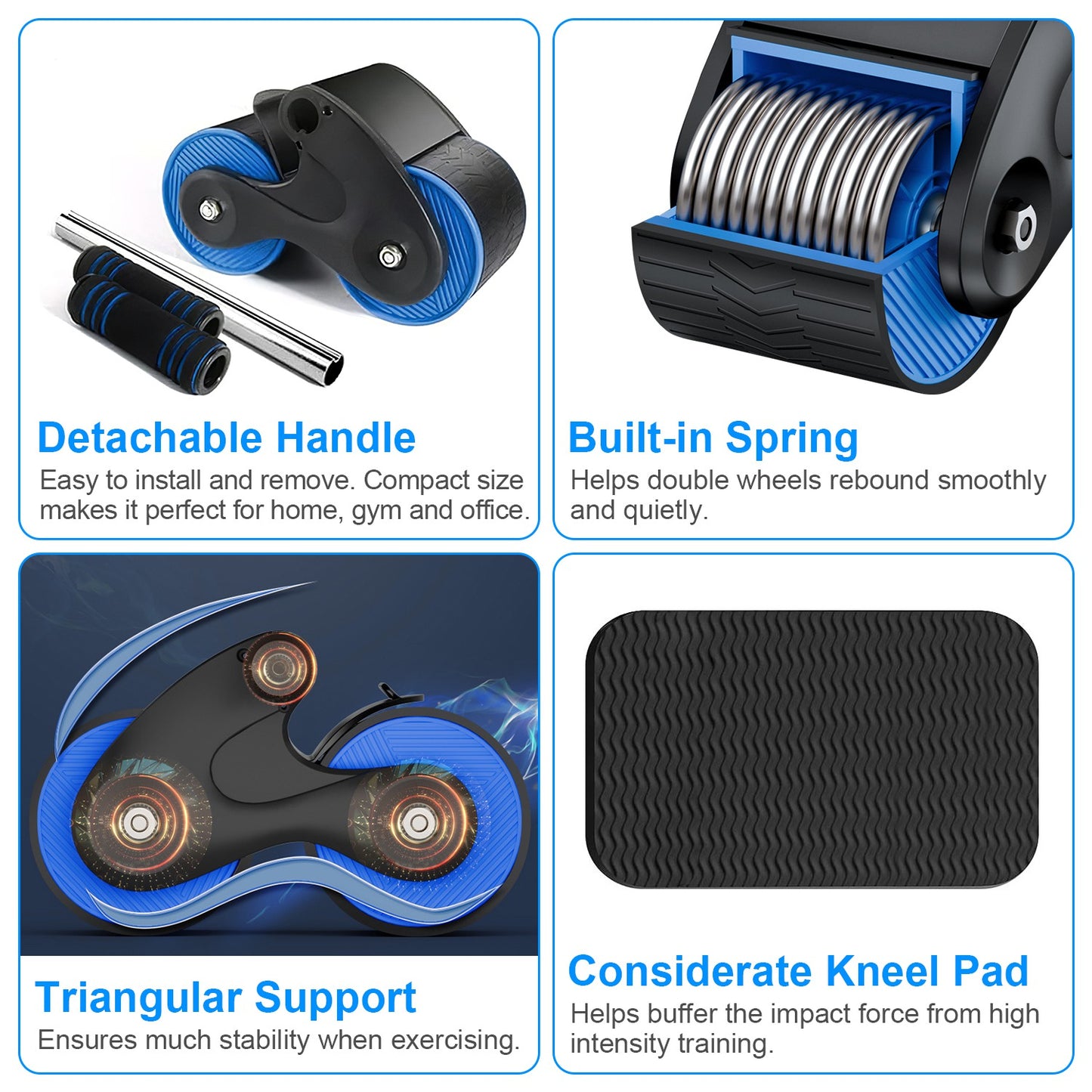 Automatic Rebound AB Roller Wheel with Kneel Pad & Phone Holder