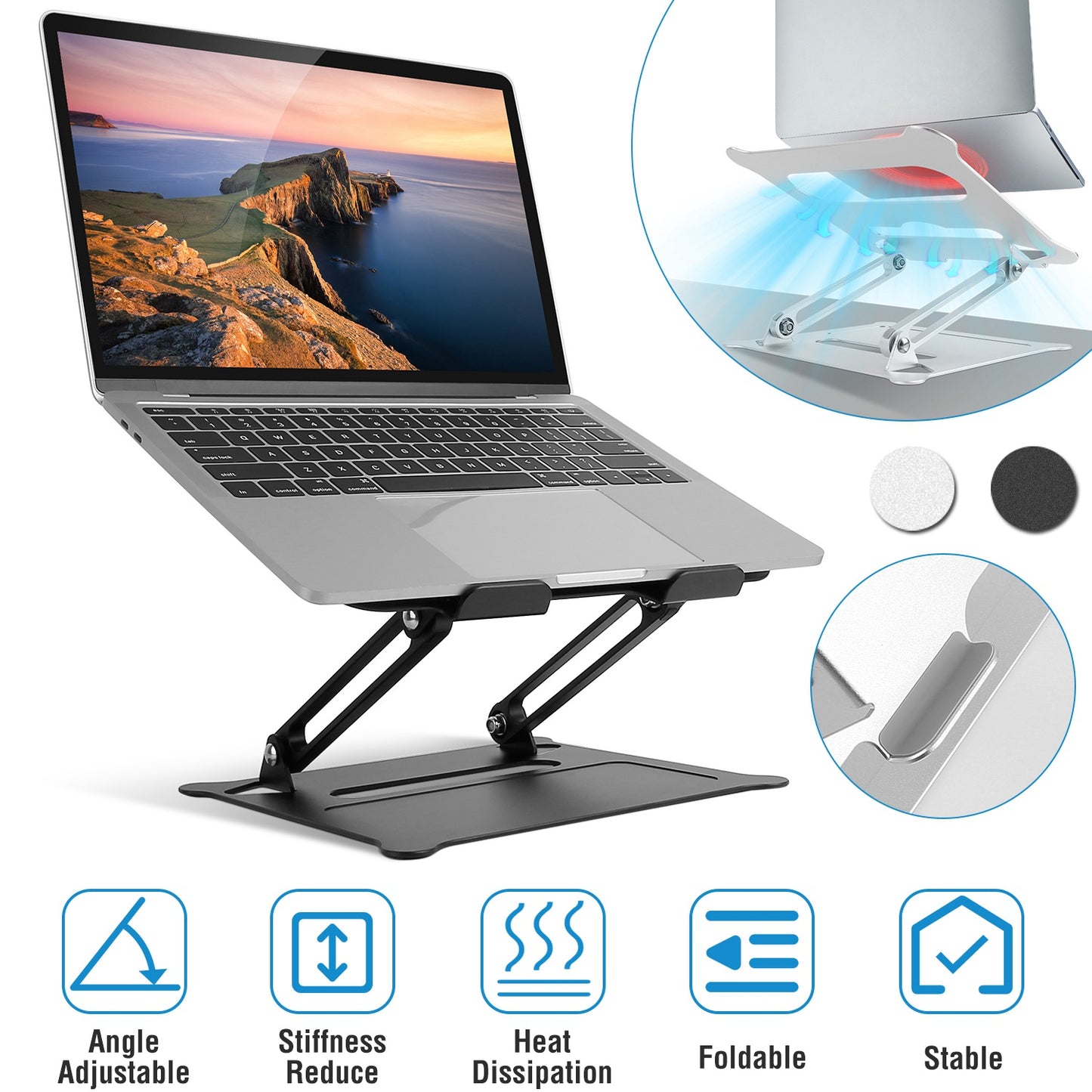 Adjustable Aluminum Laptop Stand for 10-17 Inch Notebooks