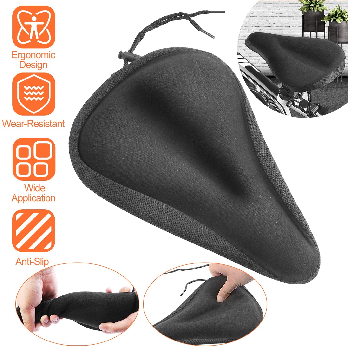 Gel Bike Seat Cover - Padded Cushion for Narrow Saddles