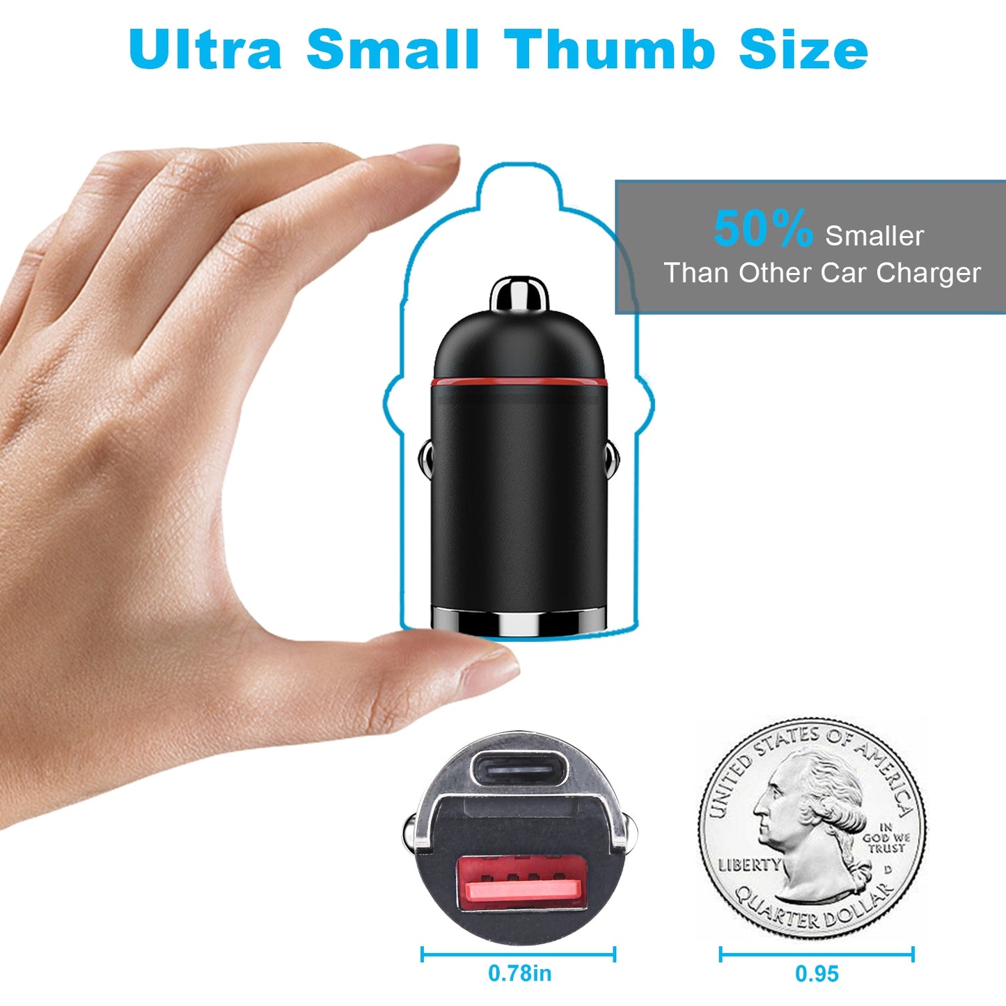 Dual Port USB-C Car Charger 100W Fast Charging Adapter