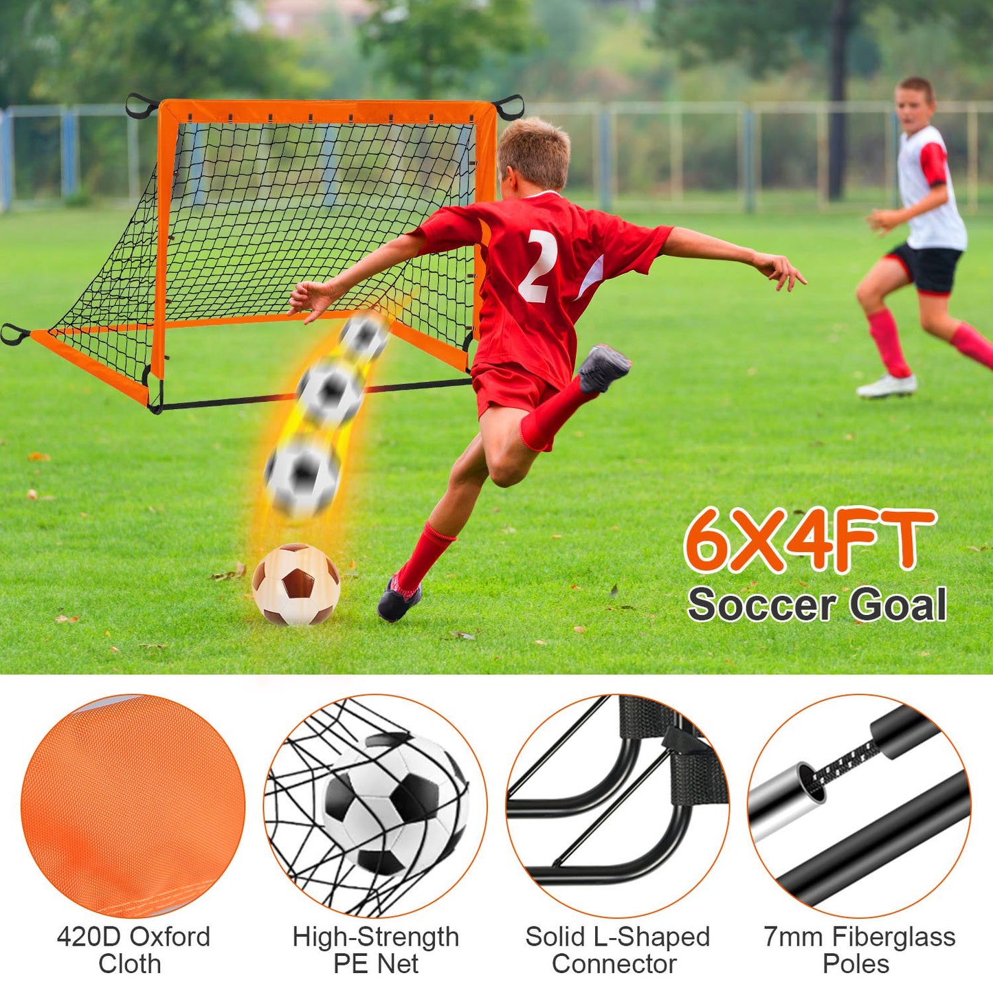 Kids Soccer Goals Set with Training Equipment for Ages 3+