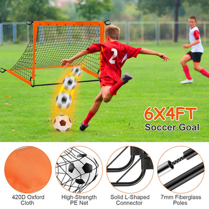 Kids Soccer Goals Set with Training Equipment for Ages 3+