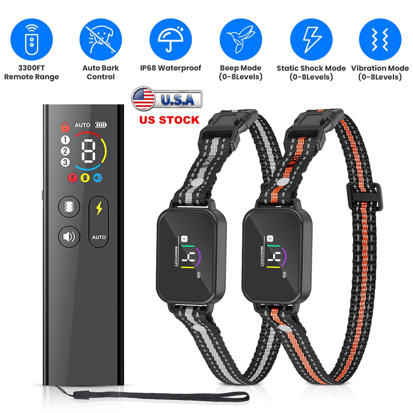Dog Training Collar with Remote and Bark Control