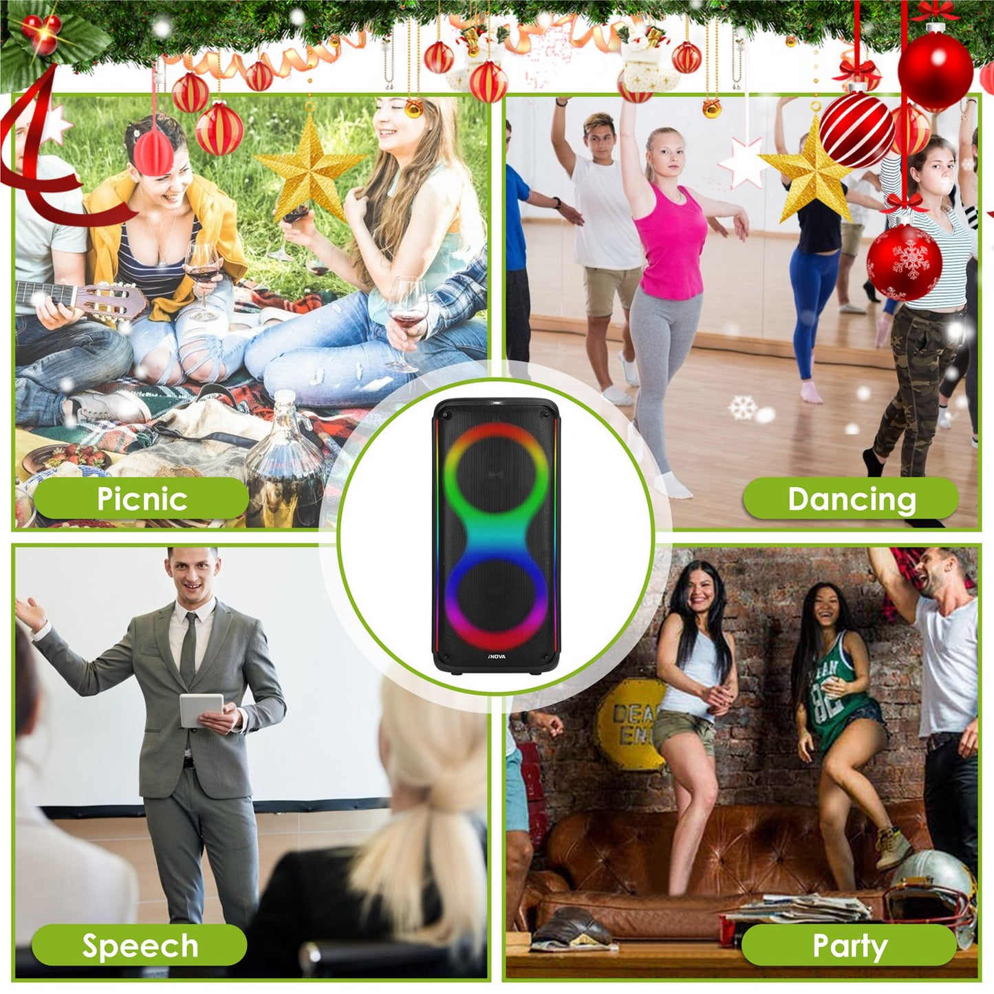 Portable Wireless Party Speaker with RGB Lights & Remote