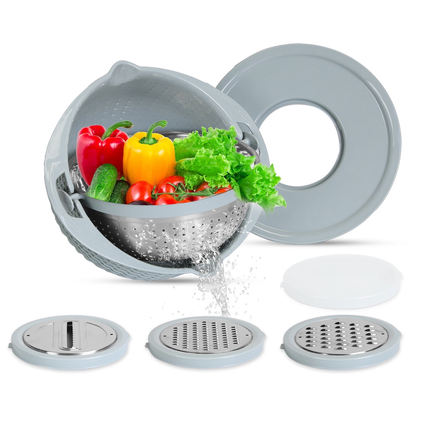 Mixing Bowl with Colander Set & 3 Graters - Multifunctional