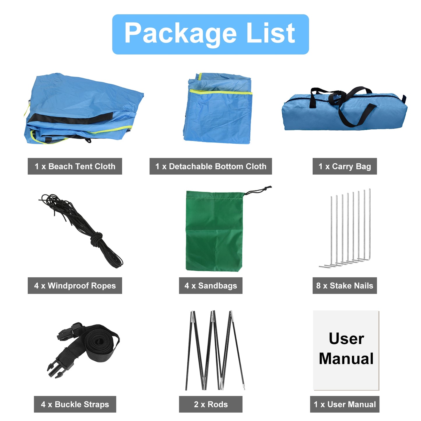 Beach Tent for 4-6 People with UPF 50+ Sun Protection