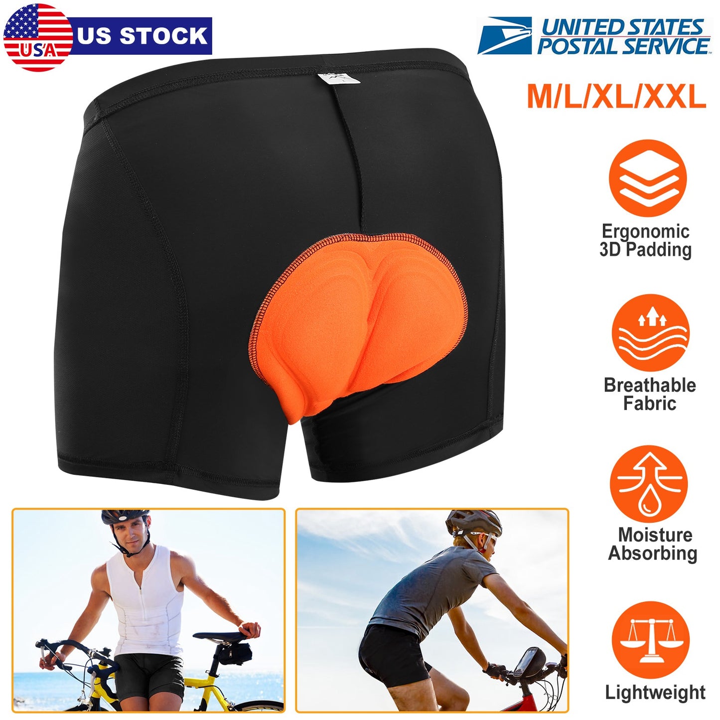 Men's 3D Padded Cycling Underwear Shorts with Moisture Wicking