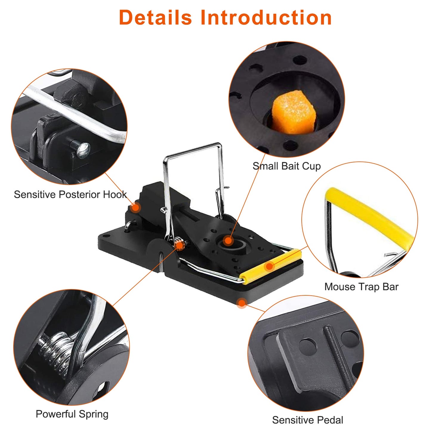 Reusable Mouse Traps 6-Pack with Sensitive Spring Trigger