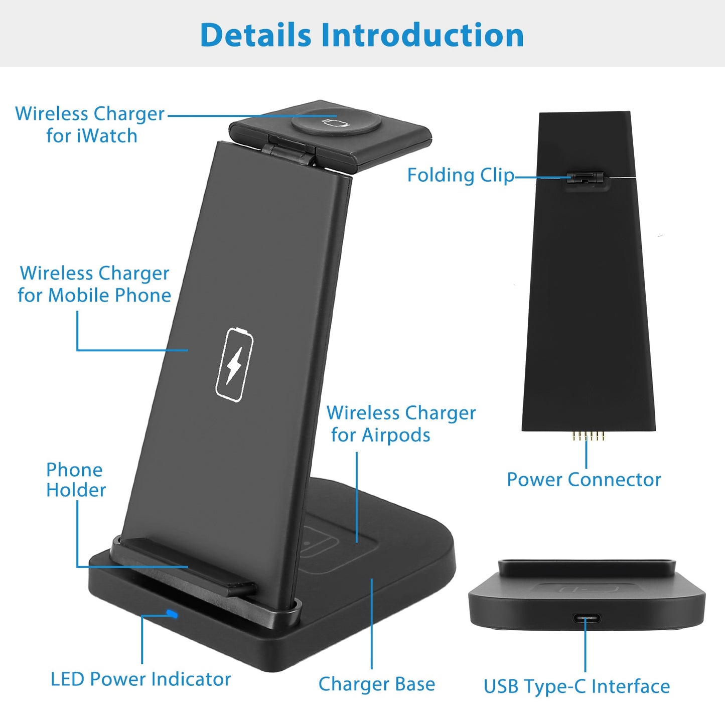 3-in-1 Wireless Charging Station 15W Fast Charge Dock