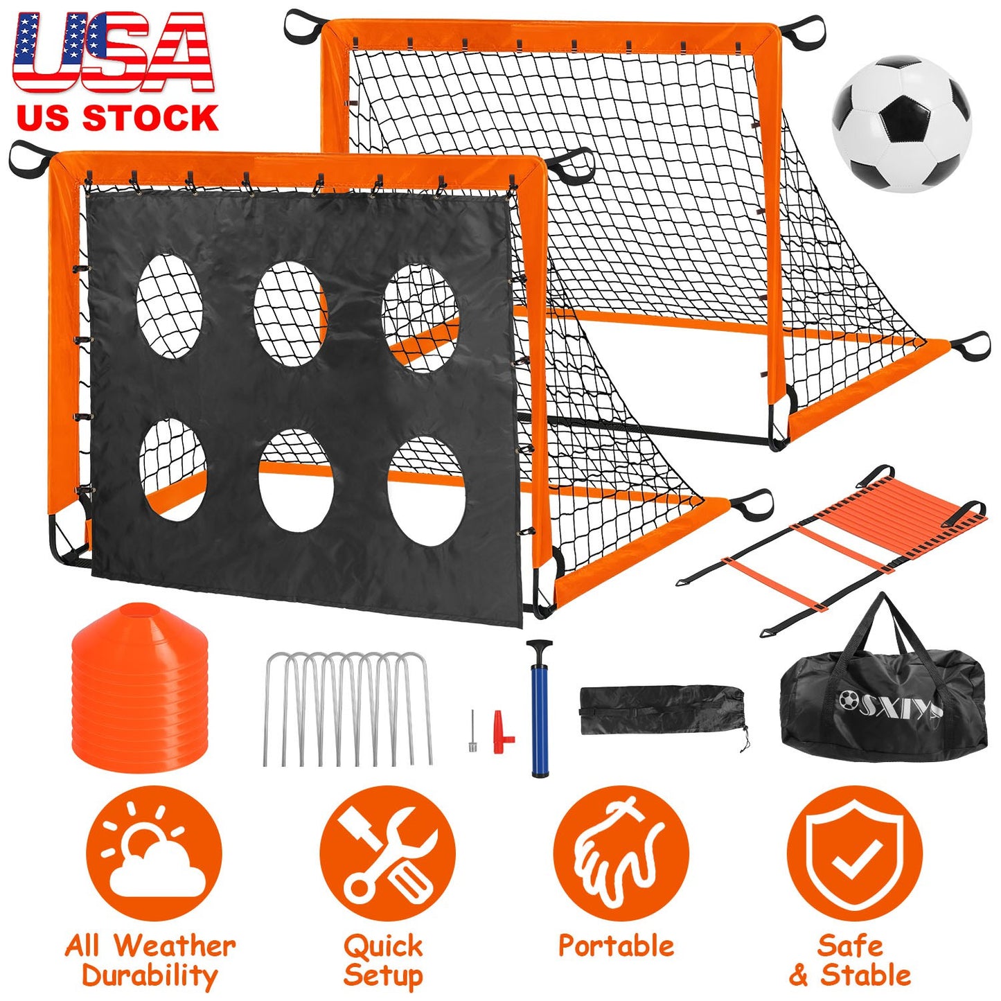 Kids Soccer Goals Set with Training Equipment for Ages 3+