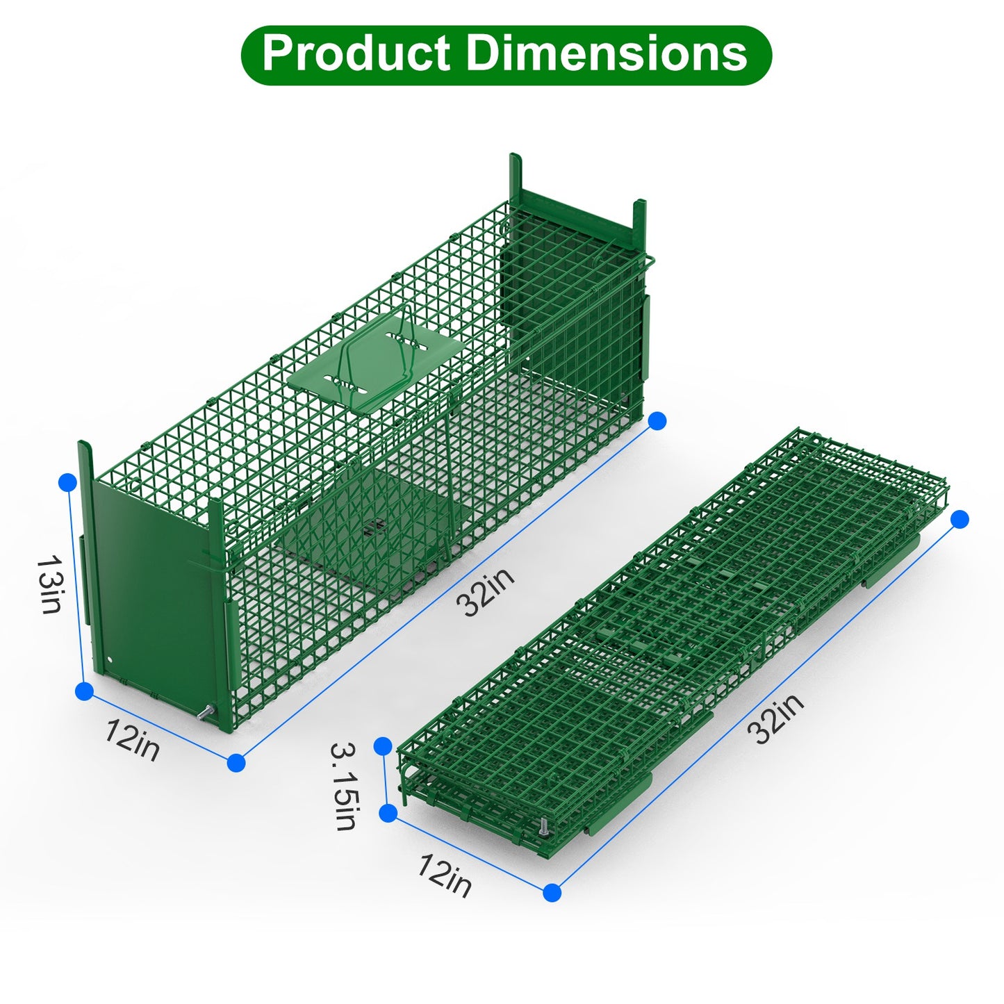 40in Humane Live Animal Trap Cage for Raccoons & Opossums