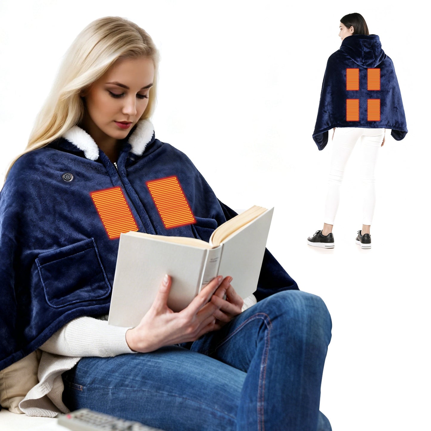 Wearable Heated Blanket with 8 Heating Zones & 3 Temperature Levels